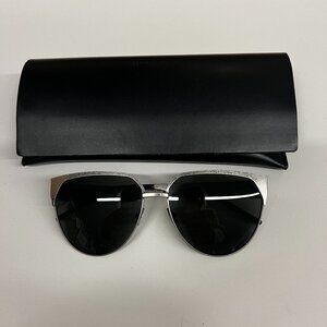 YSL Saint Laurent Cat Eye Brushed Silver/Gray Sunglasses